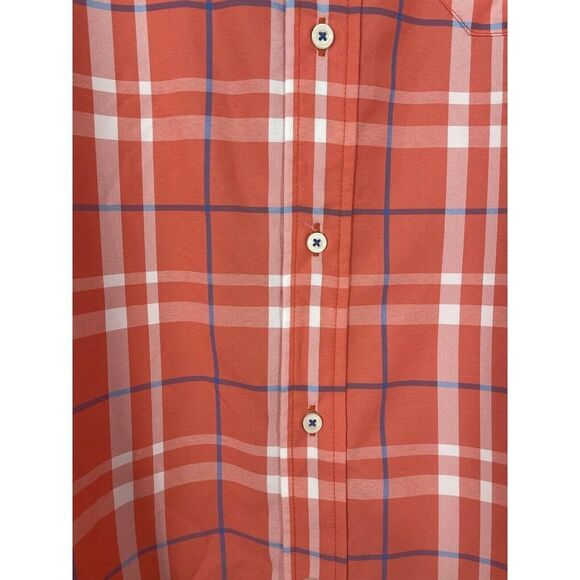 Southern Tide Hybrid Sport Orange Plaid Button Front Shirt Size Medium - Picture 3 of 9